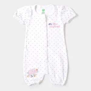 Infant Girls Knitted Romper Little Elephant - White