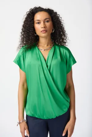 JOSEPH RIBKOFF 241278 Wrap Front Satin Top