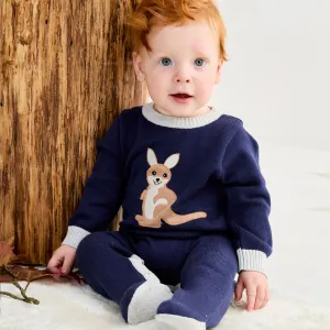Kangaroo Knit Romper Navy