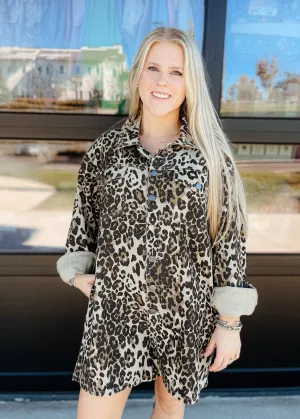 Lane Button Down Leopard Romper