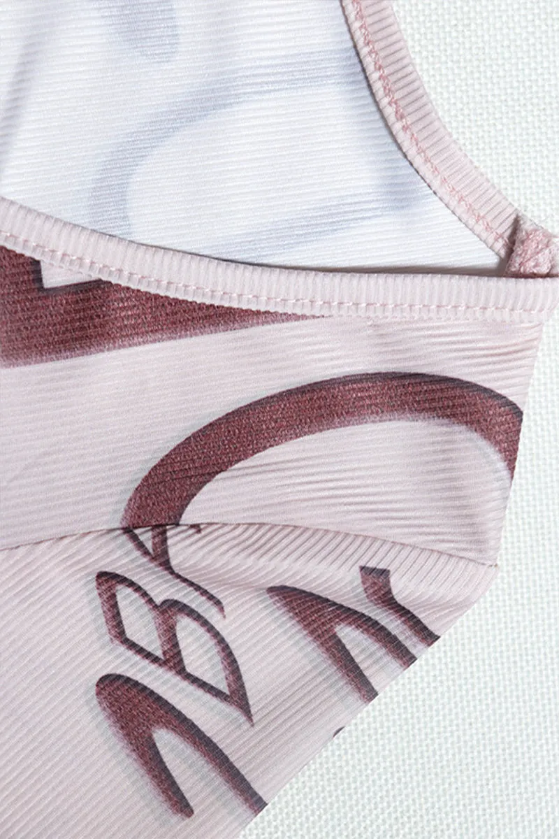 Letter Print Long Sleeve High Waist Legging Set