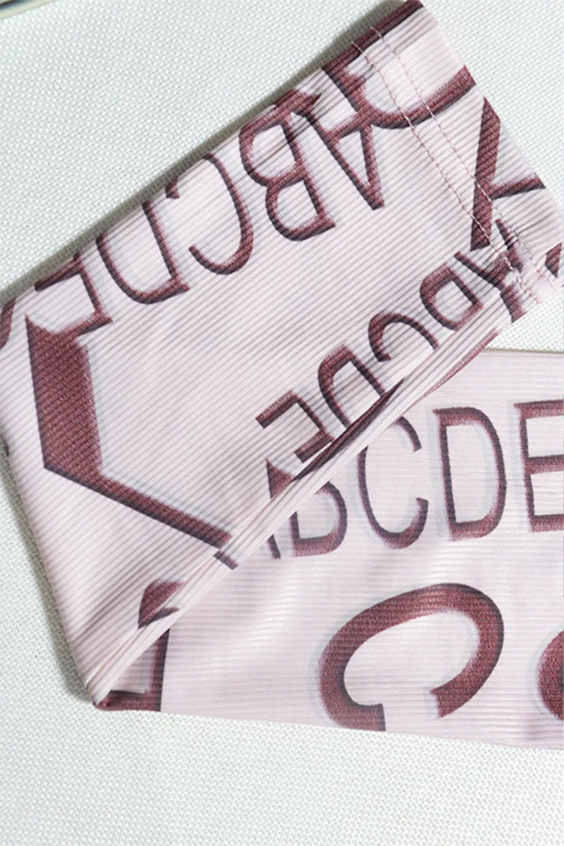 Letter Print Long Sleeve High Waist Legging Set