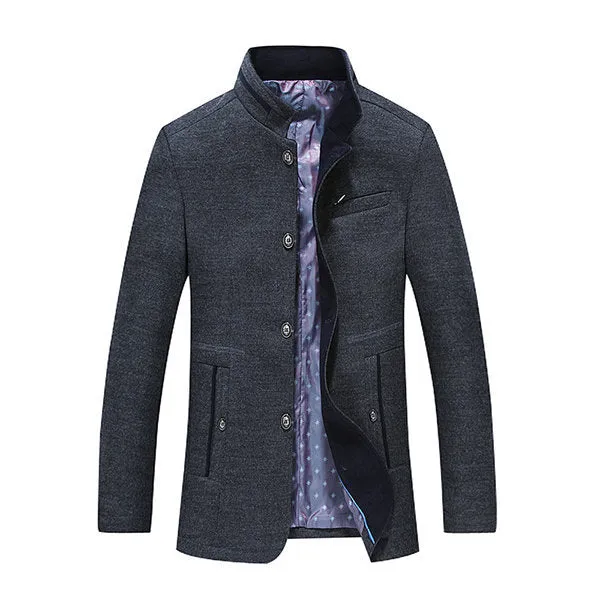Mandarin Stand Collar Wool Jacket