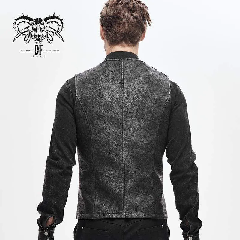 Men's Faux Leather Ropes Zipper Fly Waistcoats