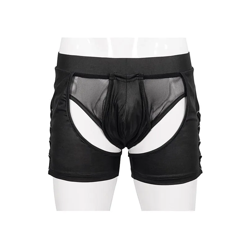 Men's Punk Cutout Mesh Splice Lingerie