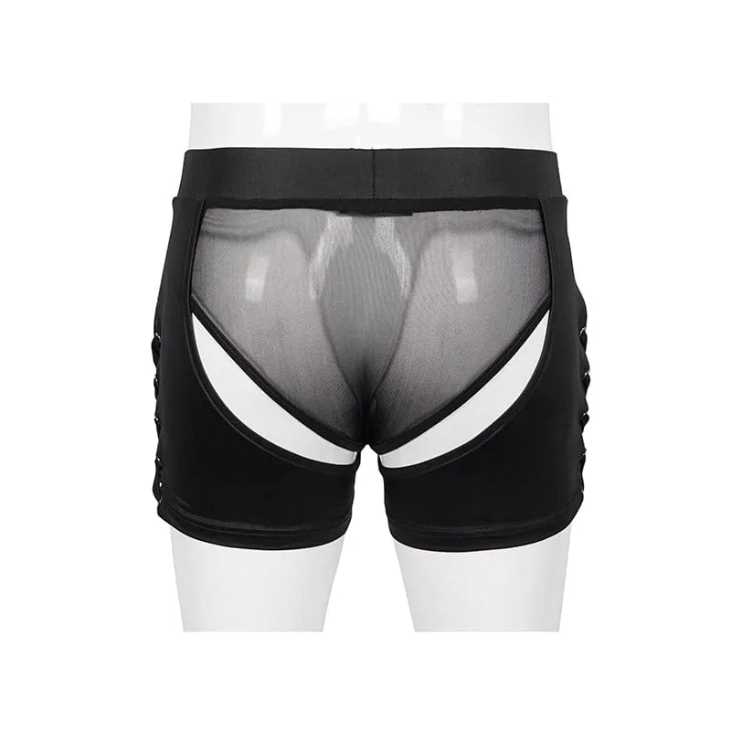 Men's Punk Cutout Mesh Splice Lingerie