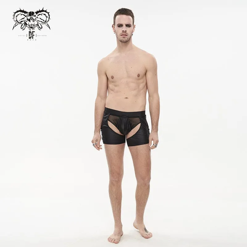 Men's Punk Cutout Mesh Splice Lingerie