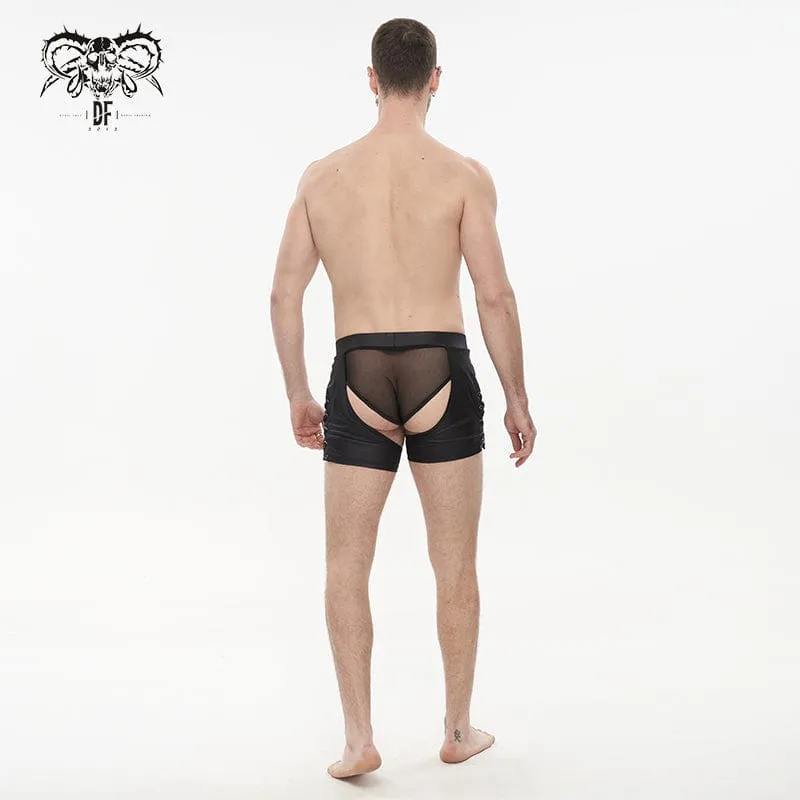 Men's Punk Cutout Mesh Splice Lingerie