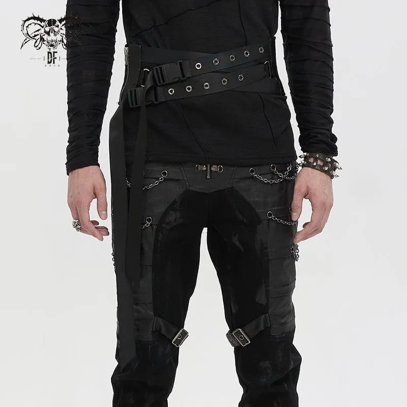 Men's Punk Eyelet Buckles Decussate Belt
