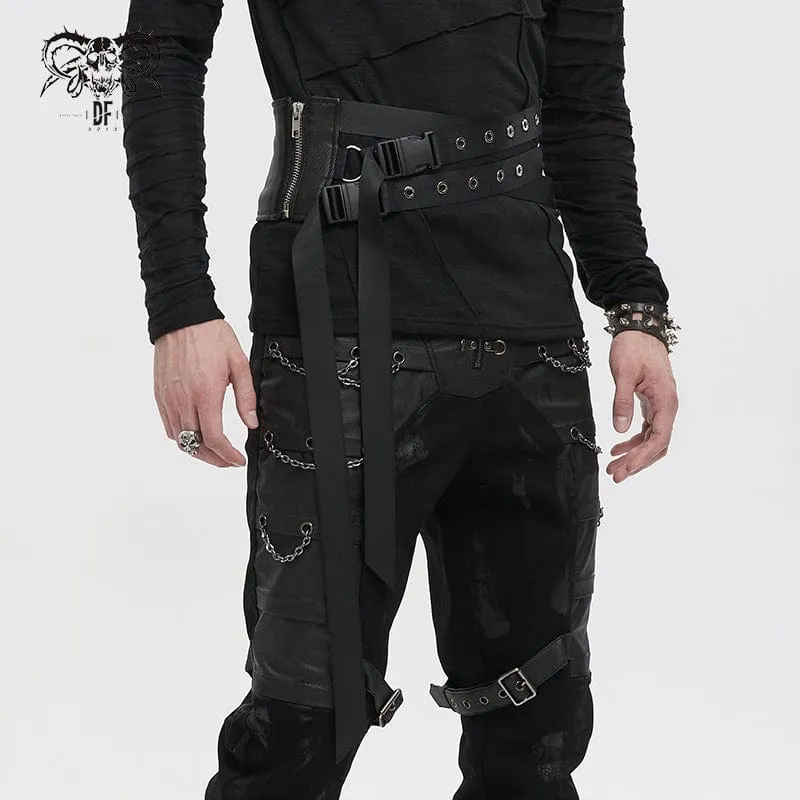 Men's Punk Eyelet Buckles Decussate Belt