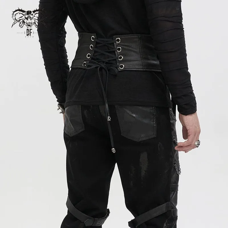 Men's Punk Eyelet Buckles Decussate Belt