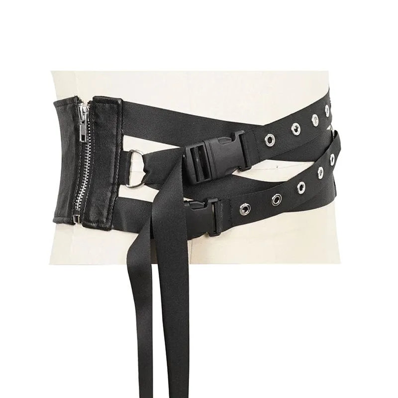 Men's Punk Eyelet Buckles Decussate Belt