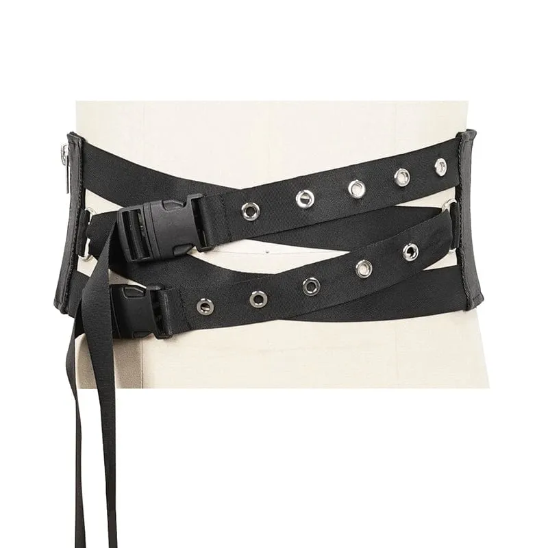 Men's Punk Eyelet Buckles Decussate Belt