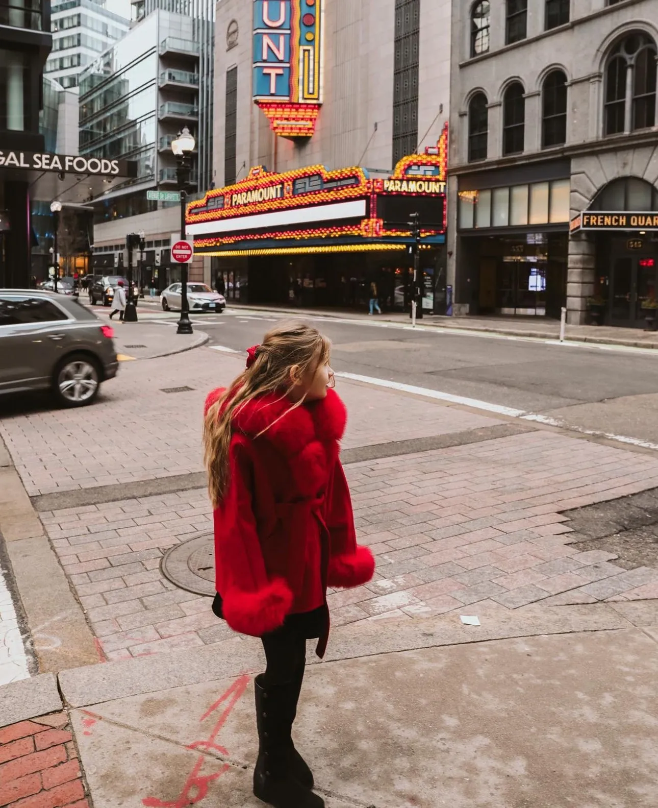MI LOVES SIGNATURE Luxurious Anna cashmere kids coat with Fox fur trim and cuffs in Beautiful Red colour .