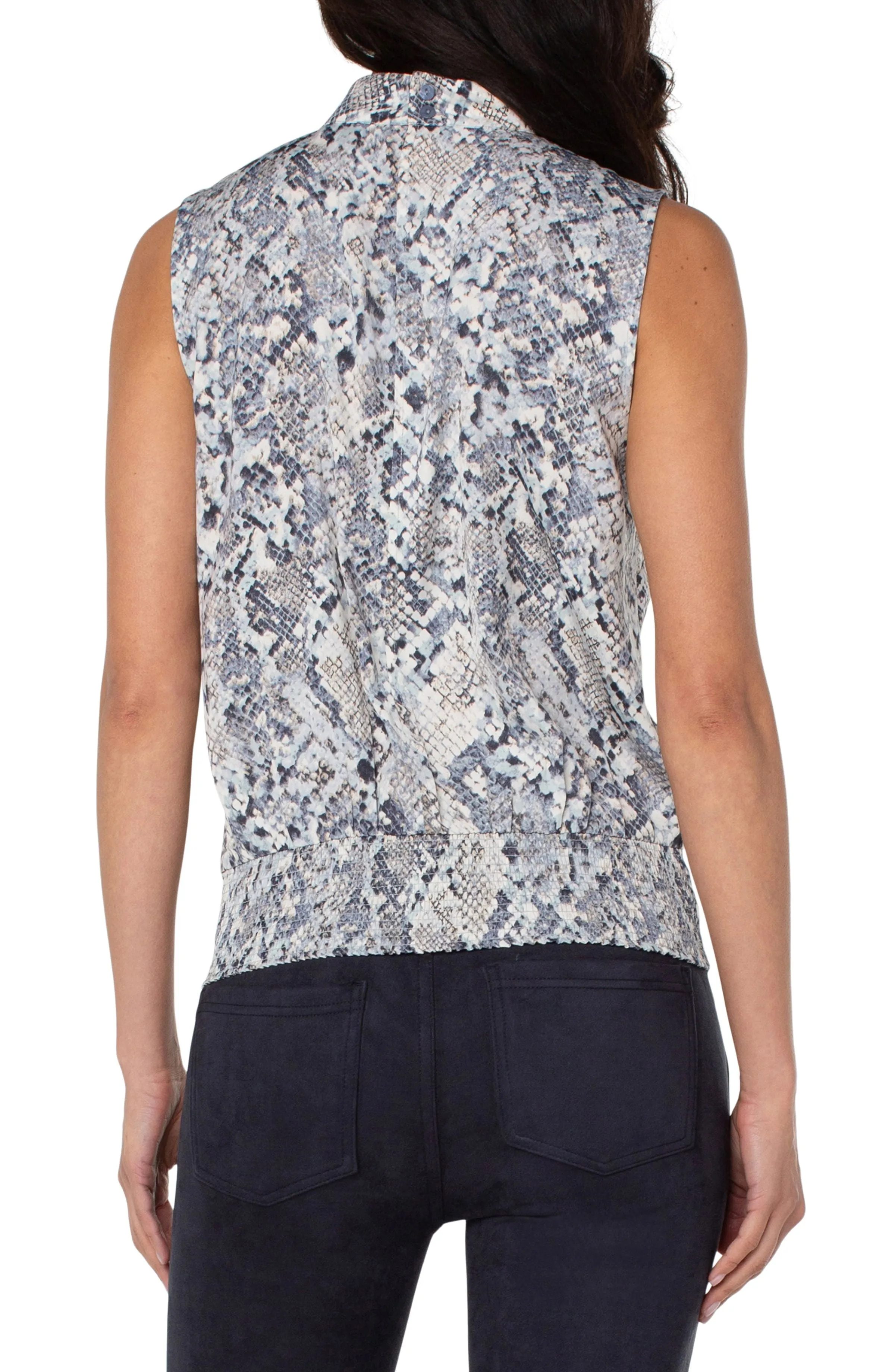Mock Neck Python Print Top
