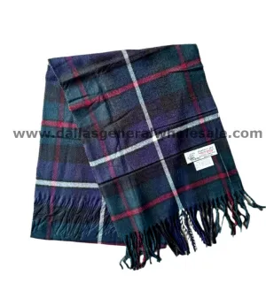 Navy Blue Plaid Cashmere Feel Scarf Wholesale