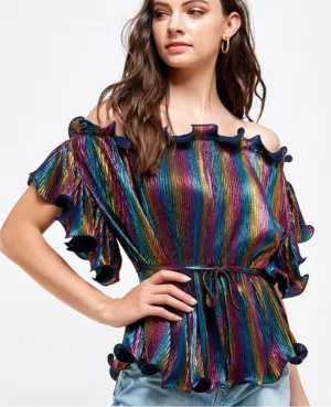 Off Shoulder Multi Color Top