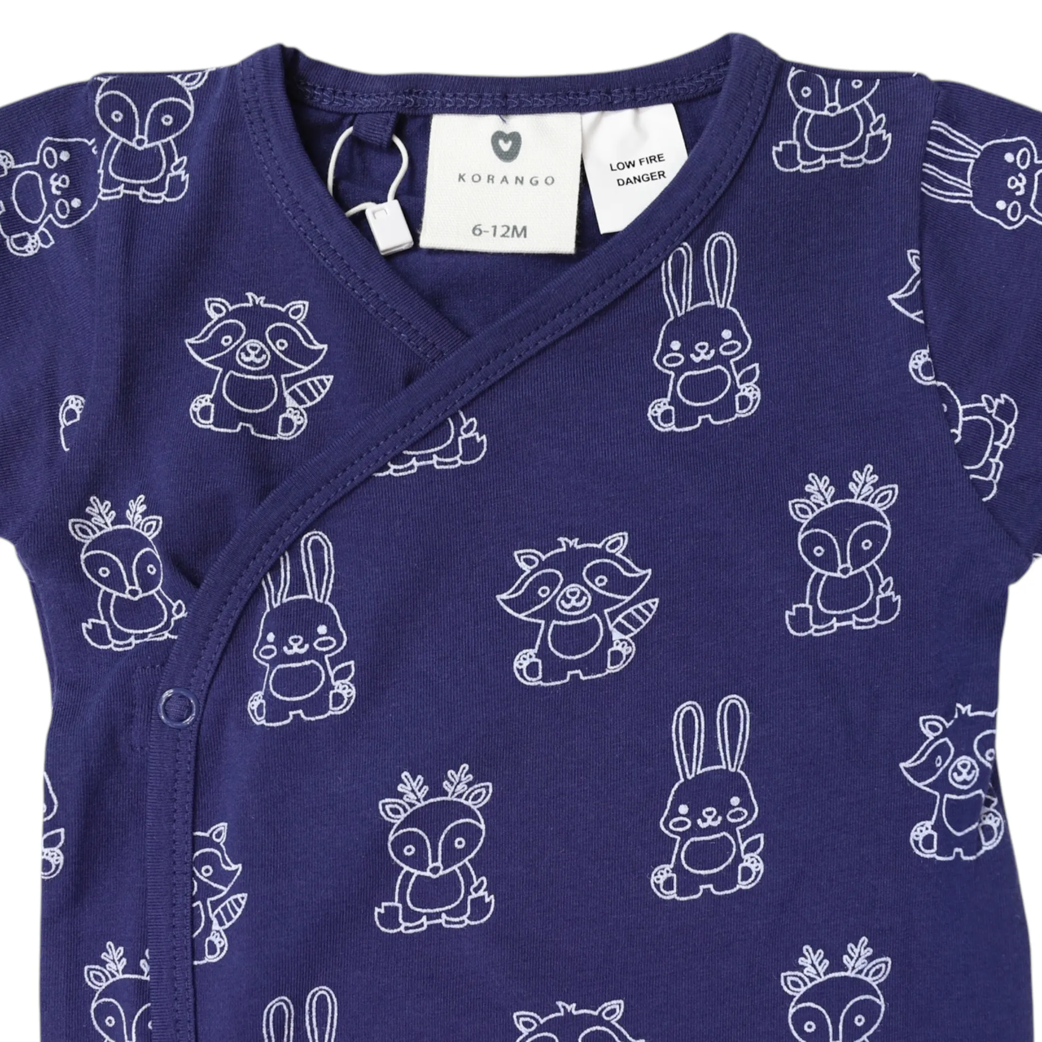 Organic Cotton Short Sleeve Romper Navy Print
