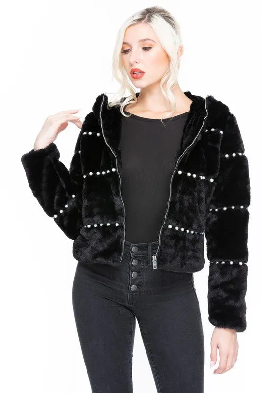 Precious As A Pearl Hooded Jacket - Black