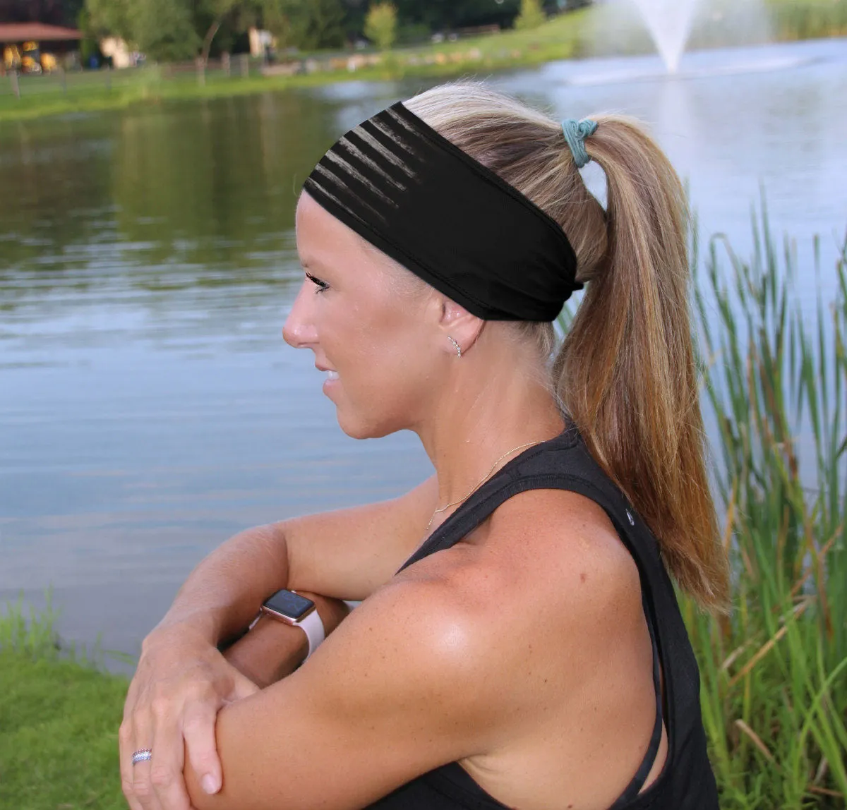 RAVEbandz The Pro - Wide Stretch Headband (Grunge Flag)
