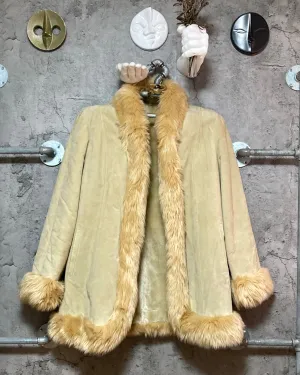 real leather echtes leder fake fur coat beige