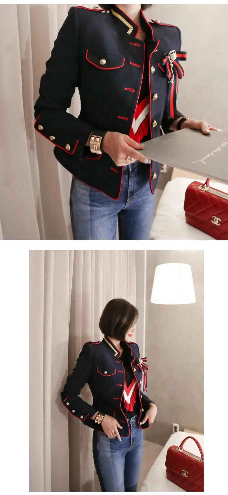 Rita - Red-trim Formal Blazer