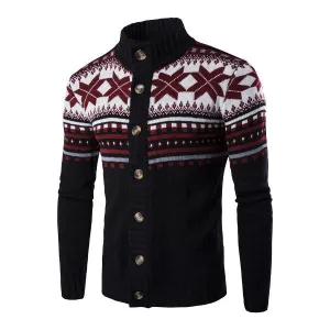 Snowflake Printing Knitted Cardigan Sweater
