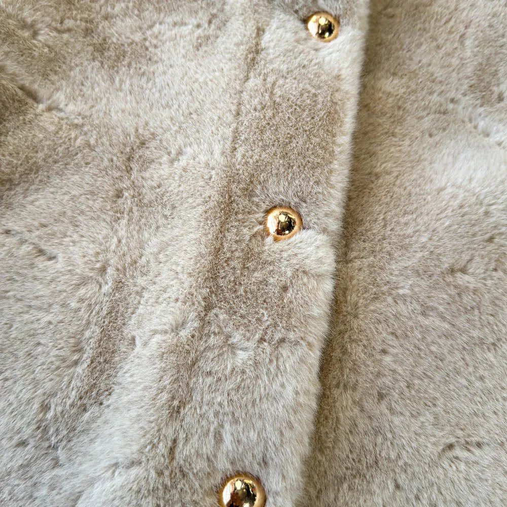 Solid Color Thermal Mink Fur Coat