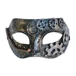 Steampunk Masquerade Mask Silver With Rope Chain
