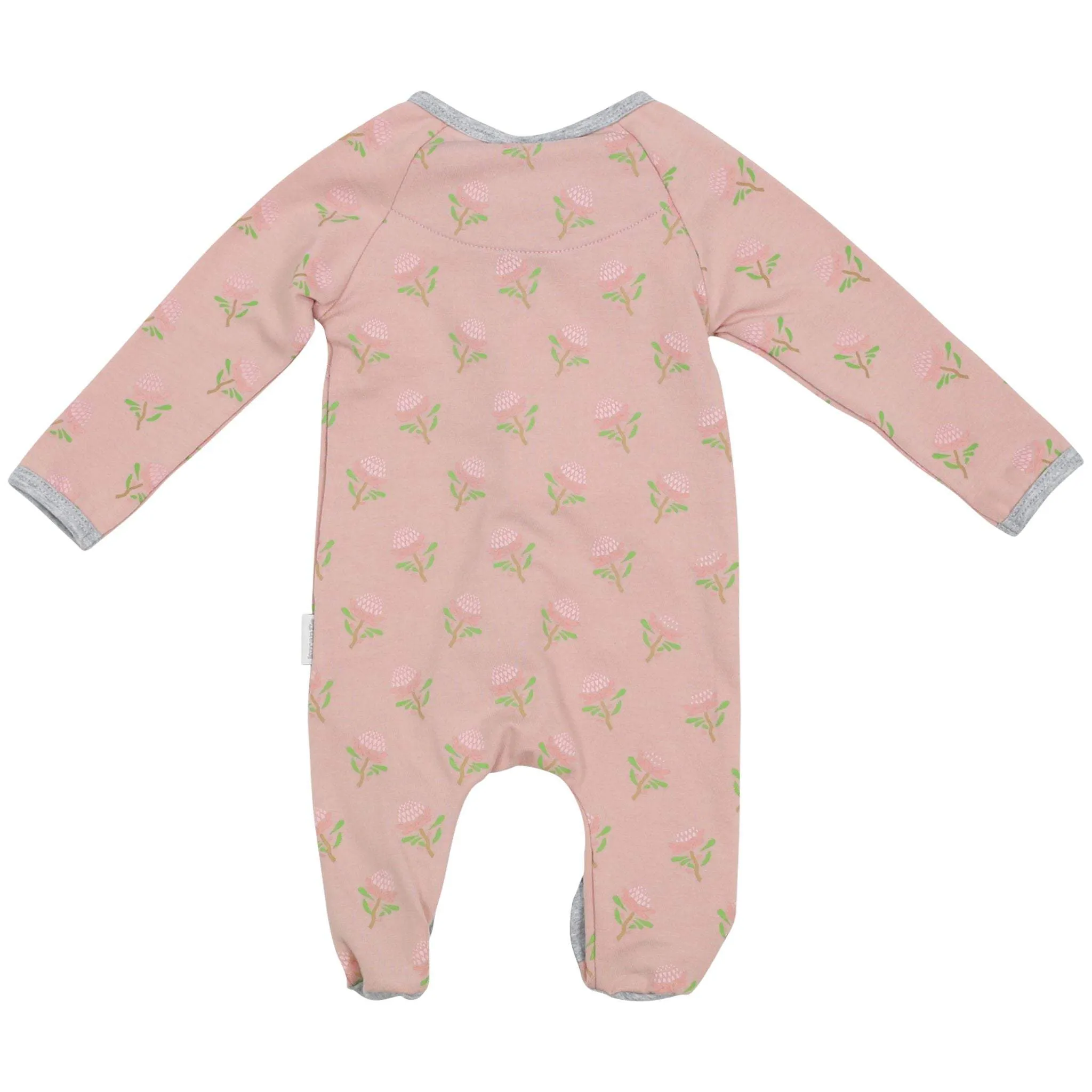 Stretch Cotton Romper with Flower Print Pink