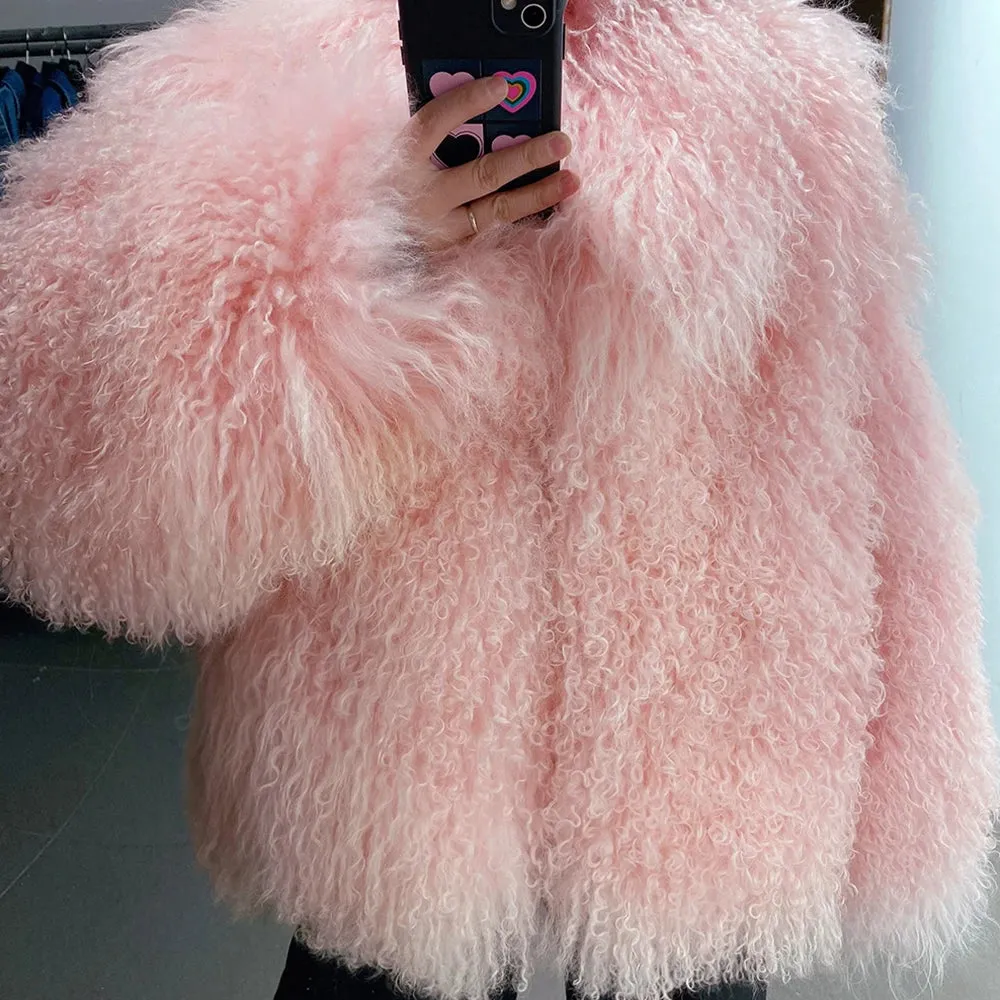 Tibetan Mongolian Lamb Fur Coat