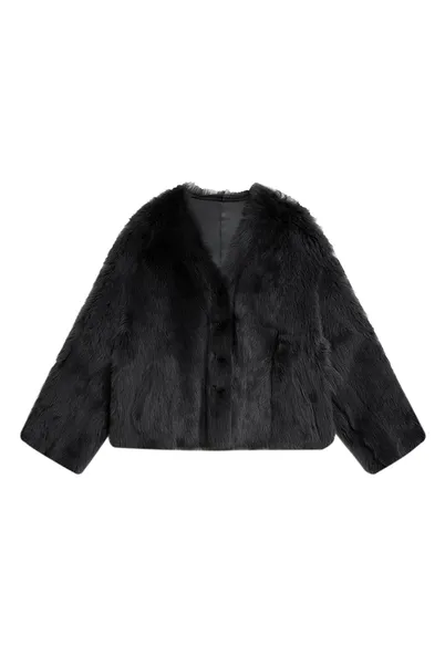 V-Neck Cropped Toscana Shearling sheepskin Jacket