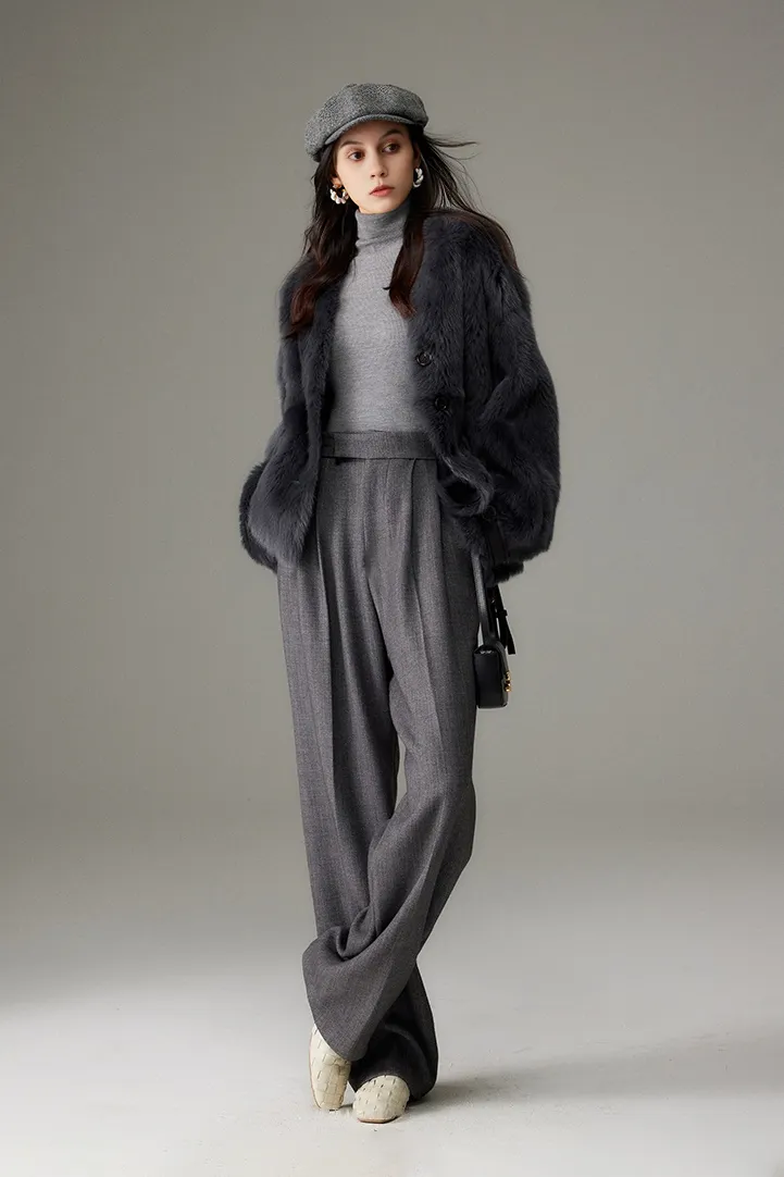 V-Neck Cropped Toscana Shearling sheepskin Jacket