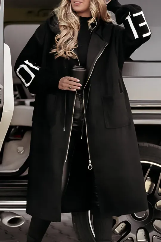 Women's Casual Hooded Jacket With Long Knitted Sleeves And Patchwork Design | Ideal for Autumn/Winter