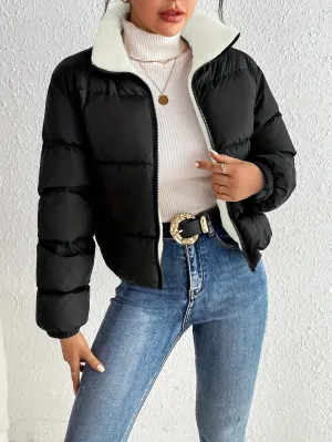 Women's Casual Short Zip-up Fluffy Winter Coat | Ideal for Autumn/Winter