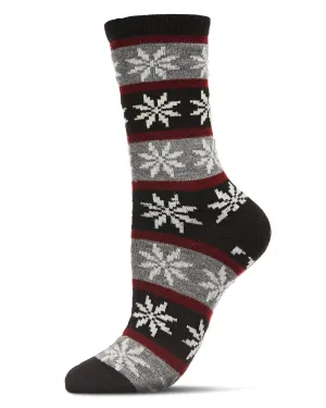 Women's Soft Snowflake Fair Isle Cashmere Blend Crew Socks