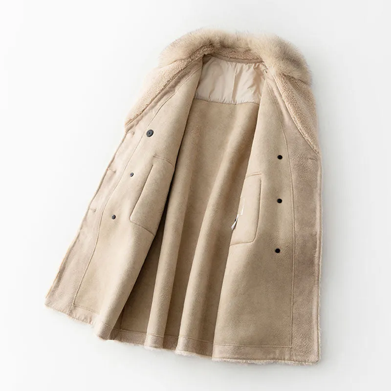 Women's Winter Casual Thick Sheep Coat With Fox Fur
