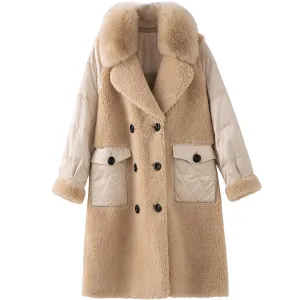 Women's Winter Casual Thick Sheep Coat With Fox Fur