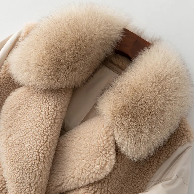 Women's Winter Casual Thick Sheep Coat With Fox Fur