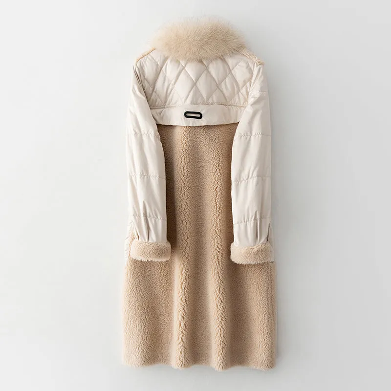 Women's Winter Casual Thick Sheep Coat With Fox Fur