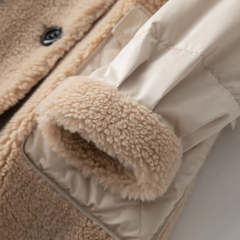 Women's Winter Casual Thick Sheep Coat With Fox Fur