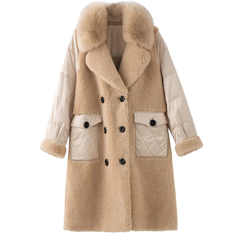 Women's Winter Casual Thick Sheep Coat With Fox Fur