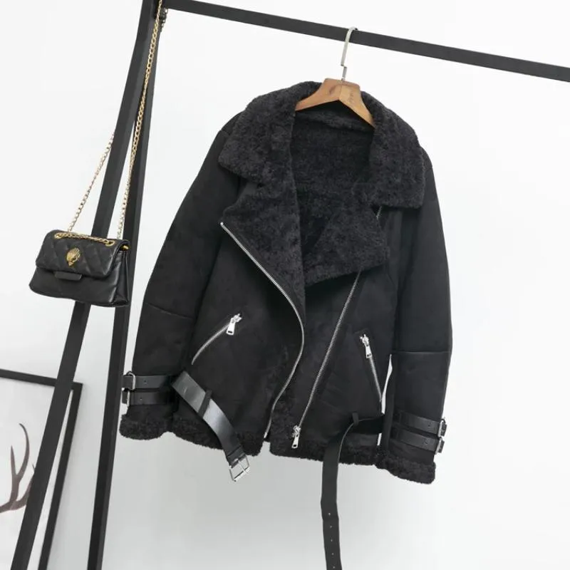 Women's Winter Faux Sheepskin Warm Slim Coat With Fur