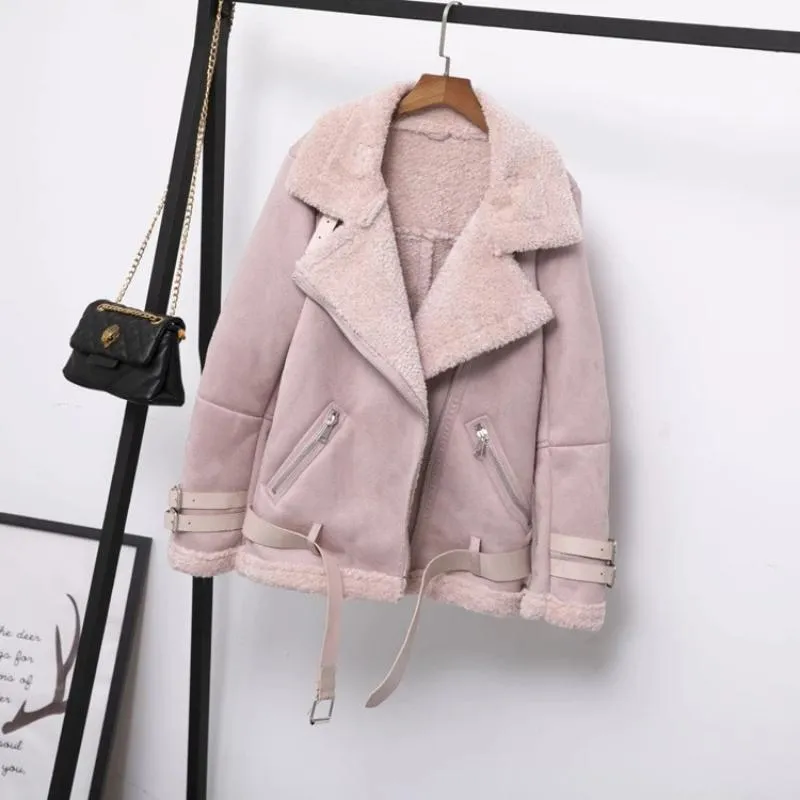 Women's Winter Faux Sheepskin Warm Slim Coat With Fur