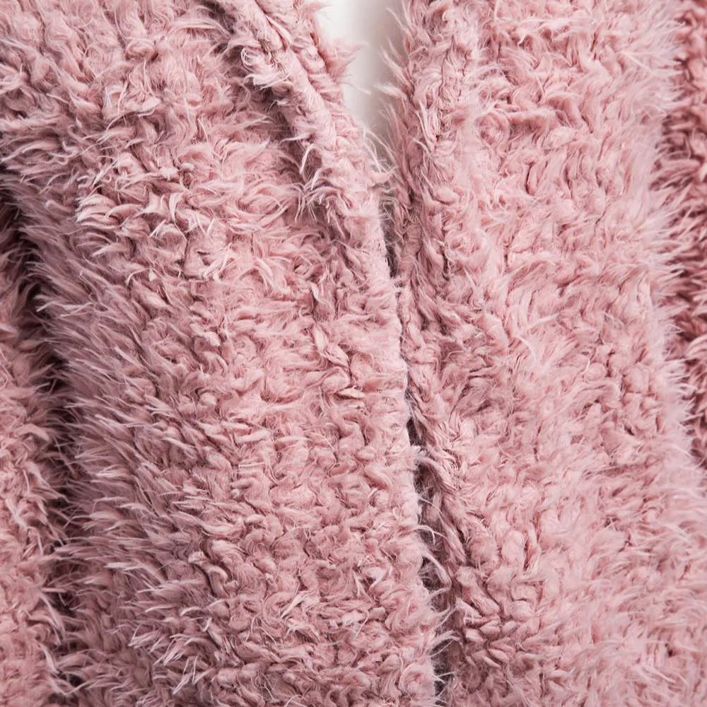 Women's Winter Warm Faux Fur Long-Sleeved Coat With Turn-Down Collar